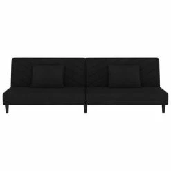 VidaXL Canapé-lit à 2 places avec deux oreillers Noir Velours 9 VidaXL Canapé-lit à 2 places avec deux oreillers Noir Velours -Canapés Soldes 2022 image 4 337623