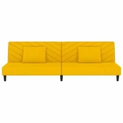 VidaXL Canapé-lit à 2 places avec deux oreillers Jaune Velours 9 VidaXL Canapé-lit à 2 places avec deux oreillers Jaune Velours -Canapés Soldes 2022 image 4 337624