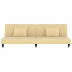 VidaXL Canapé-lit à 2 places avec deux oreillers Crème Velours 9 VidaXL Canapé-lit à 2 places avec deux oreillers Crème Velours -Canapés Soldes 2022 image 4 337626