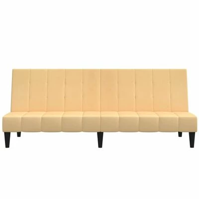 VidaXL Canapé-lit à 2 places Crème Tissu microfibre 4 VidaXL Canapé-lit à 2 places Crème Tissu microfibre – Image 4
