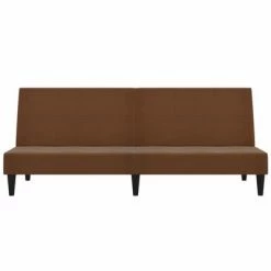 VidaXL Canapé-lit à 2 places Marron Tissu microfibre -Canapés Soldes 2022 image 4 340671