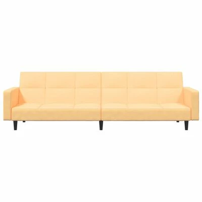 VidaXL Canapé-lit à 2 places Crème Microfibre 4 VidaXL Canapé-lit à 2 places Crème Microfibre – Image 4