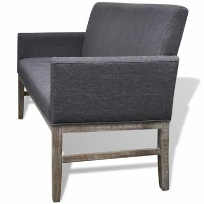 VidaXL Banc avec coussin rembourré Tissu Hévéa Gris foncé 5 VidaXL Banc avec coussin rembourré Tissu Hévéa Gris foncé – Image 5