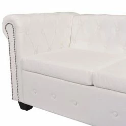 VidaXL Canapé d'angle Chesterfield 5 plc Cuir artificiel Blanc -Canapés Soldes 2022 image 5 243613