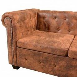 VidaXL Canapé d'angle Chesterfield 5 plcs Cuir artificiel Marron 10 VidaXL Canapé d'angle Chesterfield 5 plcs Cuir artificiel Marron -Canapés Soldes 2022 image 5 243615