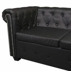 VidaXL Canapé d'angle Chesterfield 6 Places Cuir artificiel Noir -Canapés Soldes 2022 image 5 243617