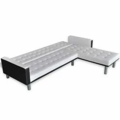 VidaXL Canapé-lit d'angle Cuir synthétique Blanc -Canapés Soldes 2022 image 5 244329