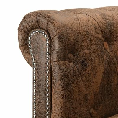 VidaXL Canapé Chesterfield en forme de L Cuir daim synthétique Marron 5 VidaXL Canapé Chesterfield en forme de L Cuir daim synthétique Marron – Image 5