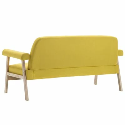 VidaXL Canapé à 3 places Tissu Jaune 5 VidaXL Canapé à 3 places Tissu Jaune – Image 5