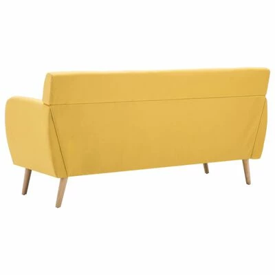 VidaXL Canapé à 3 places Revêtement en tissu 172x70x82 cm Jaune 5 VidaXL Canapé à 3 places Revêtement en tissu 172x70x82 cm Jaune – Image 5