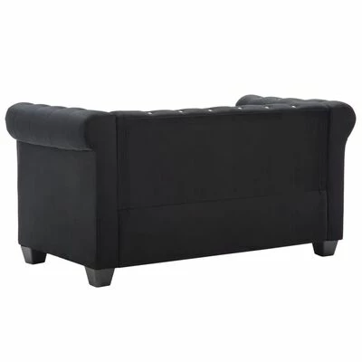 VidaXL Canapé à 2 places Tapisserie en velours 146x75x72 cm Noir 5 VidaXL Canapé à 2 places Tapisserie en velours 146x75x72 cm Noir – Image 5