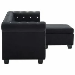 VidaXL Canapé d'angle Revêtement en velours 199x142x72 cm Noir -Canapés Soldes 2022 image 5 247139