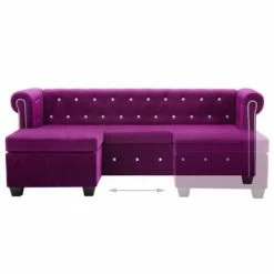 VidaXL Canapé d'angle Revêtement en velours 199x142x72 cm Violet -Canapés Soldes 2022 image 5 247148