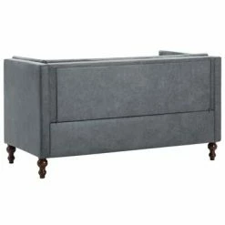 VidaXL Canapé Chesterfield à 2 places Revêtement en tissu Gris -Canapés Soldes 2022 image 5 247159
