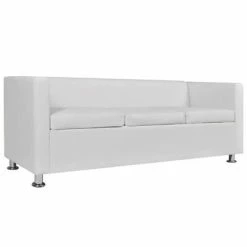 VidaXL Jeu de canapé à 2 places et à 3 places Cuir synthétique Blanc -Canapés Soldes 2022 image 5 272180