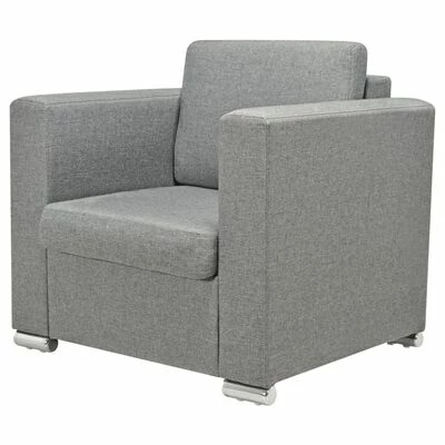 VidaXL Ensemble de canapés trois pièces Tissu Gris clair 5 VidaXL Ensemble de canapés trois pièces Tissu Gris clair – Image 5