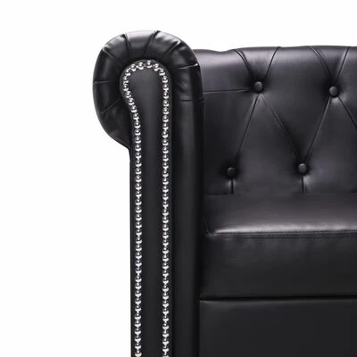 VidaXL Canapé Chesterfield en forme de L Cuir synthétique Noir 5 VidaXL Canapé Chesterfield en forme de L Cuir synthétique Noir – Image 5