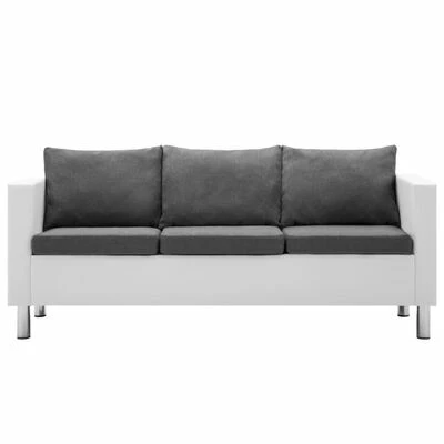 VidaXL Ensemble de canapé 2 pcs Similicuir Blanc et gris clair 5 VidaXL Ensemble de canapé 2 pcs Similicuir Blanc et gris clair – Image 5