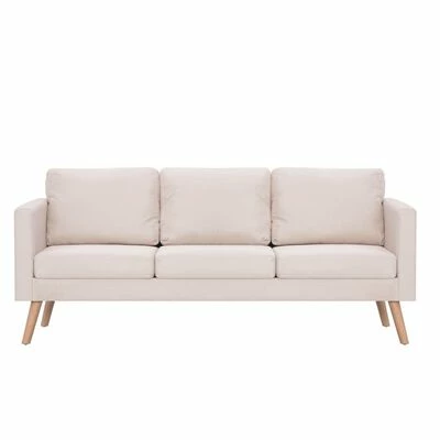 VidaXL Ensemble de canapé 2 pcs Tissu Crème 5 VidaXL Ensemble de canapé 2 pcs Tissu Crème – Image 5