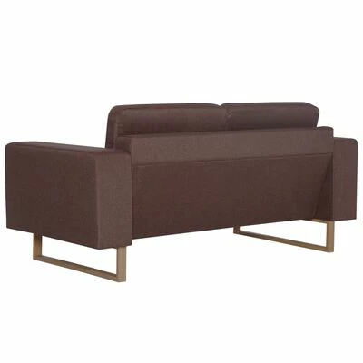 VidaXL Canapé à 2 places Tissu Marron 5 VidaXL Canapé à 2 places Tissu Marron – Image 5