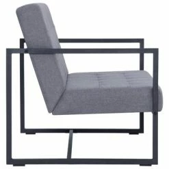 VidaXL Sofa à 2 places avec accoudoirs Gris clair Acier et tissu -Canapés Soldes 2022 image 5 282161