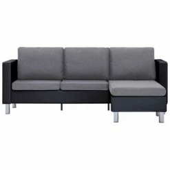 VidaXL Canapé à 3 places avec coussins Noir Similicuir 10 VidaXL Canapé à 3 places avec coussins Noir Similicuir -Canapés Soldes 2022 image 5 282204