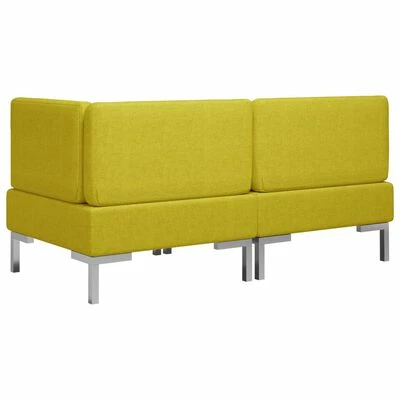VidaXL Ensemble de canapé 2 pcs Tissu Jaune 5 VidaXL Ensemble de canapé 2 pcs Tissu Jaune – Image 5