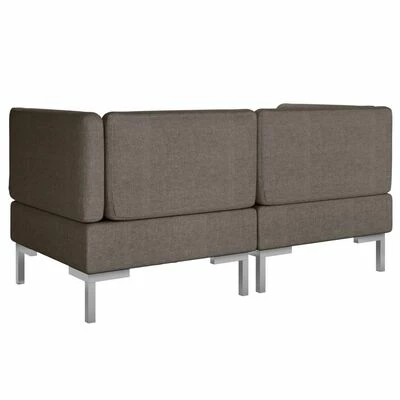 VidaXL Ensemble de canapés 2 pcs Tissu Taupe 5 VidaXL Ensemble de canapés 2 pcs Tissu Taupe – Image 5