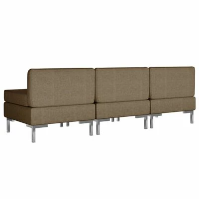 VidaXL Canapés centraux sectionnels 3 pcs et coussins Tissu Marron 5 VidaXL Canapés centraux sectionnels 3 pcs et coussins Tissu Marron – Image 5