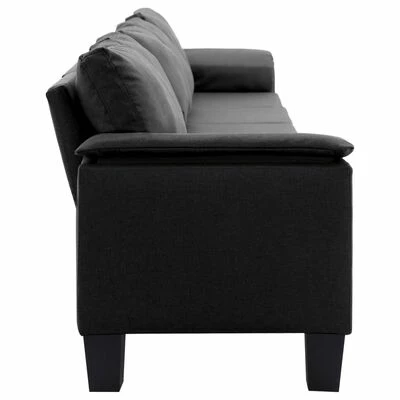 VidaXL Canapé à 5 places Noir Tissu 5 VidaXL Canapé à 5 places Noir Tissu – Image 5