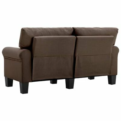 VidaXL Canapé à 2 places Marron Tissu 5 VidaXL Canapé à 2 places Marron Tissu – Image 5