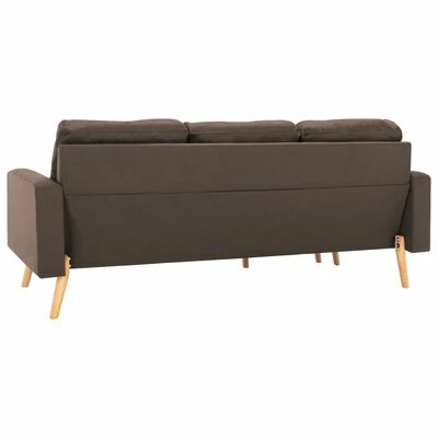 VidaXL Canapé à 3 places avec repose-pied Marron Tissu 5 VidaXL Canapé à 3 places avec repose-pied Marron Tissu – Image 5