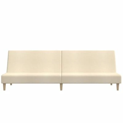 VidaXL Canapé-lit à 2 places avec repose-pied Crème Tissu 5 VidaXL Canapé-lit à 2 places avec repose-pied Crème Tissu – Image 5