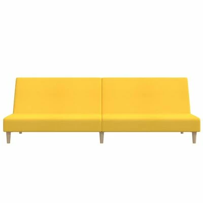 VidaXL Canapé-lit à 2 places avec repose-pied Jaune Tissu 5 VidaXL Canapé-lit à 2 places avec repose-pied Jaune Tissu – Image 5
