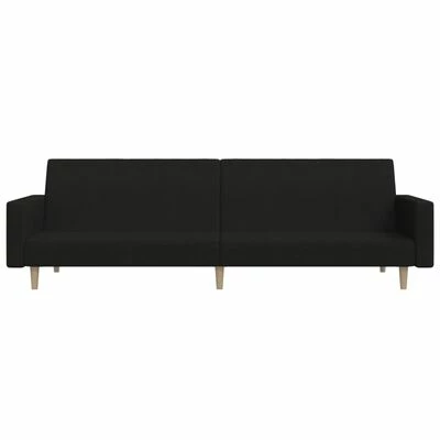 VidaXL Canapé-lit à 2 places avec repose-pied Noir Tissu 5 VidaXL Canapé-lit à 2 places avec repose-pied Noir Tissu – Image 5