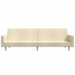 VidaXL Canapé-lit à 2 places avec repose-pied Crème Tissu -Canapés Soldes 2022 image 5 3080480