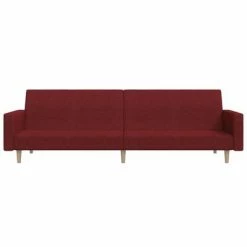 VidaXL Canapé-lit à 2 places avec repose-pied Rouge bordeaux Tissu -Canapés Soldes 2022 image 5 3080486