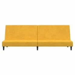VidaXL Canapé-lit à 2 places avec repose-pied Jaune Velours -Canapés Soldes 2022 image 5 3080497