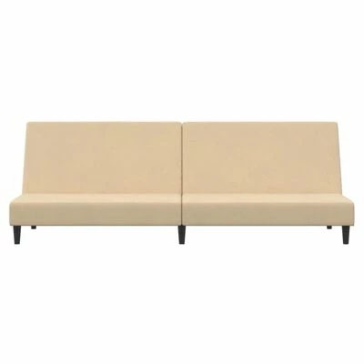 VidaXL Canapé-lit à 2 places avec repose-pied Crème Velours 5 VidaXL Canapé-lit à 2 places avec repose-pied Crème Velours – Image 5