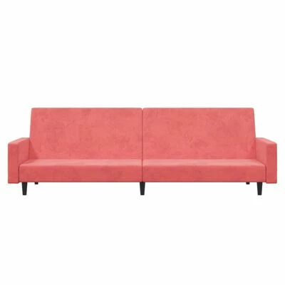 VidaXL Canapé-lit à 2 places avec repose-pied Rose Velours 5 VidaXL Canapé-lit à 2 places avec repose-pied Rose Velours – Image 5