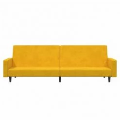 VidaXL Canapé-lit à 2 places avec repose-pied Jaune Velours -Canapés Soldes 2022 image 5 3080508