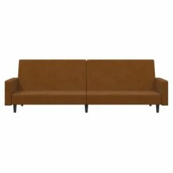 VidaXL Canapé-lit à 2 places avec repose-pied Marron Velours -Canapés Soldes 2022 image 5 3080509