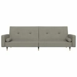 VidaXL Canapé-lit à 2 places avec repose-pied Gris clair Velours 10 VidaXL Canapé-lit à 2 places avec repose-pied Gris clair Velours -Canapés Soldes 2022 image 5 3080524