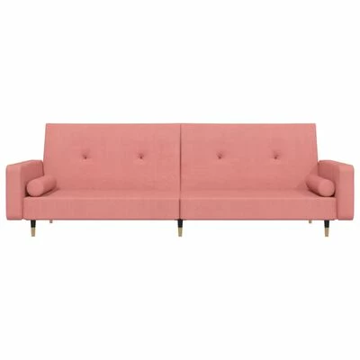 VidaXL Canapé-lit à 2 places avec repose-pied Rose Velours 5 VidaXL Canapé-lit à 2 places avec repose-pied Rose Velours – Image 5