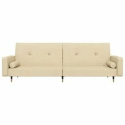 VidaXL Canapé-lit à 2 places avec repose-pied Crème Velours -Canapés Soldes 2022 image 5 3080533