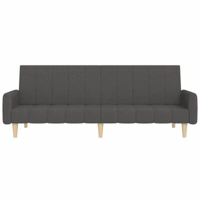 VidaXL Canapé-lit à 2 places avec repose-pied Gris foncé Tissu 5 VidaXL Canapé-lit à 2 places avec repose-pied Gris foncé Tissu – Image 5