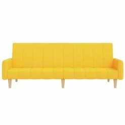 VidaXL Canapé-lit à 2 places avec repose-pied Jaune Tissu -Canapés Soldes 2022 image 5 3080554