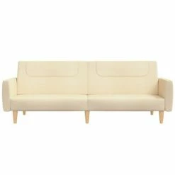 VidaXL Canapé-lit à 2 places avec repose-pied Crème Tissu -Canapés Soldes 2022 image 5 3080590