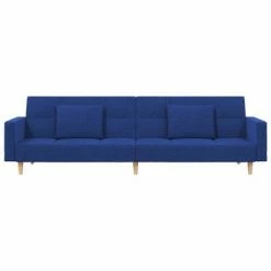 VidaXL Canapé-lit 2 places et deux oreillers repose-pied Bleu Tissu -Canapés Soldes 2022 image 5 3080617