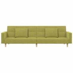 VidaXL Canapé-lit 2 places et deux oreillers repose-pied Vert Tissu -Canapés Soldes 2022 image 5 3080618